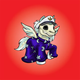A randomly generated Neopets NFT showing a skeletal unicorn in a captain's hat and wizard robes.